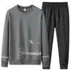 Herrspårsport Sports Suit Pullovers Tryck på Casual Tracksuit Långärmning Fitness Training Outdoor Suitmen's