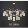 الثريات Nordic Light Luxury Crystal غرفة المعيشة الثريا جميع النحاس بعد تناول الطعام البسيط الفردي الإبداعي الصيني