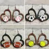 Dangle Boucles D'oreilles 2023 Laser Cut En Bois Coeur Baseball Football Maman Pour Les Femmes À La Main Joueur Bijoux En Gros