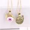 Pendant Necklaces 10Pcs Resin Eye Necklace For Women Gift Jewelry Fashion Vintage Simple Turkey Lucky Geometric Clavicle Chain Drop Dhzmc