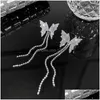 Chokers blijery Koreaanse vlinder kristal choker kettingen voor dames lange tassel strass Rhinestone bruiloften sieraden feest geschenken drop leveren dhhq3