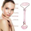 2st/set Kamien Gua Sha Stone för ansiktsmassage Rose Quartz Jade Stone Face Massage Roller Gua Sha Scraper Board Face Wholesale GG GG