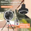 Andra Home Garden Multifunction Portable Electric Camping Fan uppladdningsbar skrivbordstativ Stativ Kyltakfläkt med LED Outdoor Drop 230518
