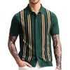 Polos masculinos malha masculina listrada camisa de pólo casual Roupas de luxo traje de streetwear de traje de colar