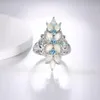 커플 반지 GZ Zongfa 오리지널 925 스털링 실버 여성 천연 배 Opal Blue Topaz 보석 웨딩 링 화려한 고급 보석 230519