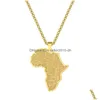 Pendentif Colliers Qiamni En Acier Inoxydable Afrique Carte Pays Collier Ras Du Cou Collier Chaîne De Mode Bijoux Amis Cadeaux De Fête Pour Wom Dh0Ys