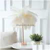 Other Festive Party Supplies Remote Control Feather Table Lamp Usb/Aa Battery Power Diy Warm Light Tree Lampshade Home Bed Dhhwn