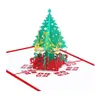 Biglietti d'auguri Albero di Natale 3D Pop Up Alberi rossi d'oro Buon Natale Fatti a mano Vacanze Drop Delivery Giardino domestico Forniture per feste festive E Dhzxh