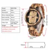 Montres-bracelets Montre en bois Chic Double-pont Zebra Bois Montre-bracelet à quartz Montres naturelles pour hommes Femmes Boucle de sécurité pliante Horloges Reloj