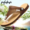Pofulove Flip 3f142 Men Flops Peach Sandals Summer Man Shoes Flat Non Slip Fashion Designer Slippers المطاط