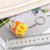 Portachiavi Cartoon Popcorn Bucket Food Keychain New Cute Creative Resin KeyRing For Women Men Kids Gift