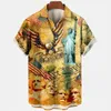 Camisas casuais de masculino Estamar impressão 3D Hawaiian Mulher Moda Bluss Beach Camisas Summer Blouse masculina Camisa de lapela masculina Cuba