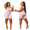 Kvinnors spårningsdräkter rosa sexiga baklösa tvådelar korta uppsättningar kvinnor kläder 2023 sommar damer spaghetti remmar smala bodysuit och shorts