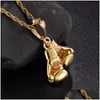 Pendant Necklaces Granny Chic Hip Hop Mens Boys Necklace Gold Color Stainless Steel Chain Pair Boxing Glove Fashion Sport Fitness Dr Dhet2