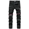 Mens Designer Jeans European America Style Jean Hombre Letter Star Embroidery Pants Patchwork Ripped for Motorcycle Pant Skinny