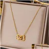 Pendant Necklaces 316L Stainless Steel Simple Doubleheart Titanium Nonfading Trend Necklace Colar Feminino Ouro Chain Drop Delivery Dh9Sf