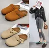 Piattaforma da donna in pelle scamosciata Zoccolo Scarpe da casa Pantofole Moda Zeppe Tacco Ciabatte in sughero Suola antiscivolo Fibbia Outdoor