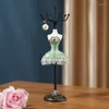 Smycken påsar mannequin klänning hållare metall 6 krokar örhängen halsband armband arrangör display bord ornament harts roterbart rack