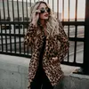 Penhas femininas Faux Kalenmos Casaco de inverno Mulheres leopardo casacos longos e jaquetas 2023 Casa de rua de chegada Jaqueta de mulher mais tamanho
