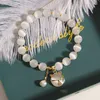 Strand Fashion Women OPALS Śliczne eleganckie miedziane znak monety Inklaided Natural Stone Bransoleta Kobieta Party B maczelnia