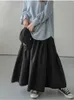 Skirts Summer Long for Women Fashion 2023 Casual Retro Pleated Skirt Solid Fishtail Black Korean Clothing 230519