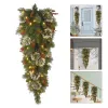 装飾的な花の花輪クリスマスリードリースガーランド装飾コードレスプレリットステアライトアップナビダッドクリスマス装飾ドーノス