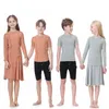 Tshirts Kids Girls Boys Spring Sumer Ribbed Strechy Top과 치마면 캐주얼 가족 일치 세트 Romper Clothing 230519