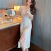 Pijama sexy Sexy Patchwork Lace Longa Nightdress Mulheres Sonowlee Sleep Summer Setin Nightwearwear Nightgown Vest Dress Dress Split Dress Wear 230519