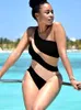 Women's Swimwear Sexy Splicing One Shoulder Female Monokini Piece Swimsuit Women High Cut Bather Mesh See Through Bathing Suit Swim