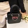 Waist Bags Xiuya Gothic Handbags for Women Y2k Letter Chain Black High Street Punk Square Bag Fashion Designer Luxury Crossbody 23519