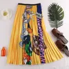 Skirt's Skirt Vintage Casual Summer Long Fashion Women Cartoon Print Pleated Skirts 230519