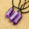 Pendant Necklaces Natural Healing Amethyst Stone Necklace Quartz Double Pointed Hexagonal Prism Ornament Yoga Energy Crystal Gift