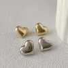 Charm Uttalande Minimalist Gold Silver Color Smooth Solid Heart Stud Earrings Street Style Korean Fashion Jewelry High Senior Sense AA230518