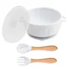 Baby Cutrow Set Food Grad Silicone Bowl med lockskedgaffelplatta matning ätskål med sugkopp icke-silp barn bordsartiklar vattentät bib bpa gratis 8 st/set BC682