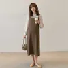 Japanischer Umstandsanzug Herbst langärmeliges Chiffonkleid Mode Hosenträgerrock Elegant Vielseitig Neue formelle Schwangerschaft R230519