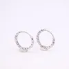Hoop Earrings Real 18K White Gold For Women Female Full Star 12mmDia Gift Small