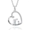 Pendant Necklaces Huitan Chic Heart Necklace With CZ Big And Small Elephants Anniversary Party Fashion Jewelry Mother's Day Gift