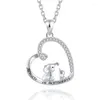 Pendentif Colliers Huitan Chic Coeur Collier Avec CZ Grand Et Petit Éléphants Fête D'anniversaire Bijoux De Mode Cadeau De Fête Des Mères