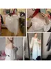 Основные повседневные платья Ly Varey Lin Spring Awomm Elegant Holiday Plays Pufle Ryeve Slash Seck Spead Ploudseed White Chifsons 230519