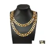 Łańcuchy 15 mm Hip Hop Bling Super Flash Cuban Chain Dominer Naszyjnik męski biżuteria