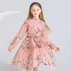 Vestidos de menina Kids Floral Print Princess Dress for Girls Autumn Child Casual Manga longa Back Zipper A-Line Dress Crianças 230519