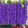 Decorative Flowers & Wreaths 10 Pcs Rattan Strip Wisteria Artificial Flower Vine For Wedding DIY Craft Home Party Kids Room Decoration TOER8