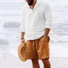 Camisetas de hombre Camisa de hombre Algodón Linee Cordón Sudadera con capucha Tops Casual Sólido Manga larga Cómoda Playa
