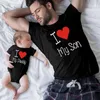 Passende Familienoutfits Passende Familienkleidung Ich liebe meinen Vater/Sohn, Tochter, Vater und meine Familie sehen aus wie T-Shirt, Vater, Babyoverall, passende Kleidung G220519