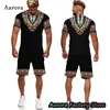 Męskie dresy męskie letnie afrykańskie dressiki destyki vintage etniczne szorty T-shirt ustawione strój strój na zewnątrz odzież uliczna 230518