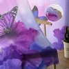 Tenda Farfalla Fiore Viola Tulle Casa Ufficio Finestra Decorazione Camera da letto Cucina Balcone Moderno Trasparente
