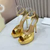 Waterproof platform Ankle strap stiletto sandals dermis open toe Dress shoes party evening shoes luxury designers women high heeled shoe factory footwear With box