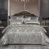 Sängkläder sätter Satin Jacquard Beding Set Luxury Printing Textil Däcke Cover King Size Double Bed Bedge Breads Sheets and Pudow Pacases