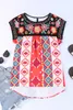 multicolor Floral Aztec Geometric Cap Sleeve Top T8Da#