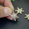 Charms 20pc Luxury Paved Real CZ Zircon Beads Snowflake Dangle Earring DIY Jewelry Making